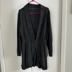 Style & Co. Grey Ruffled Cardigan
